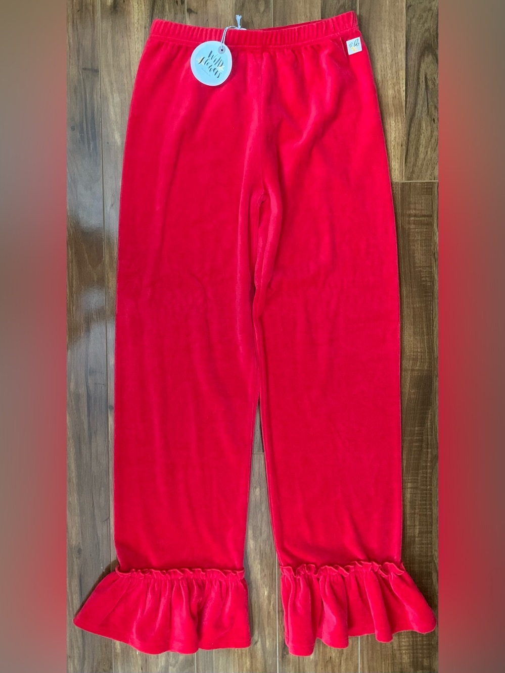 NWT Girls Wildflowers Clothing Red Velour Ruffle Pants Size 14